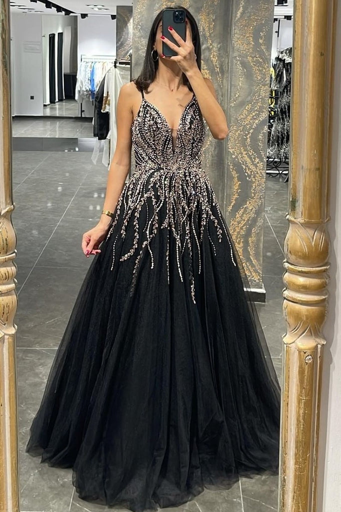 black and silver prom dresses